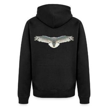 Schneeeule Eule Polygon Vogel Tier Wildtier Uhu - Unisex Premium Bio Zip Hoodie - Schwarz - Hinten - Nico (187cm)