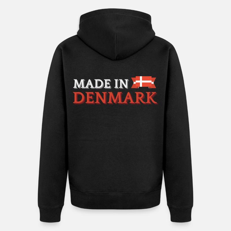 Made in Denmark, Danish pride - Unisex Premium Organic Zip Hoodie - black