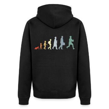 Vintage Rugby Evolution - Unisex Premium Bio Zip Hoodie - Schwarz - Hinten - Nico (187cm)