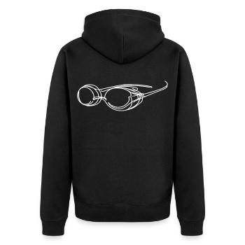 Schwimmbrille Skizze - Unisex Premium Bio Zip Hoodie - Schwarz - Hinten - Nico (187cm)