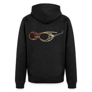 Schwimmbrille Zeichnung - Unisex Premium Bio Zip Hoodie - Schwarz - Hinten - Nico (187cm)