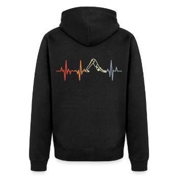 Vintage Yogini Herzlinie - Unisex Premium Bio Zip Hoodie - Schwarz - Hinten - Nico (187cm)