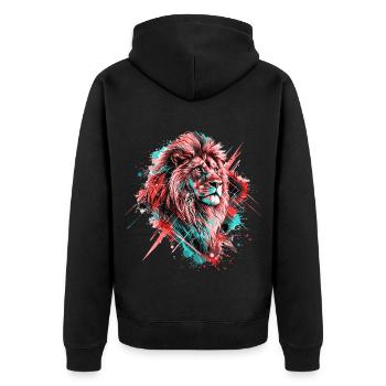 Lion Colorful Lion Head Colorful Predator Art - Unisex Premium Organic Zip Hoodie - black - Back - Nico (187cm)