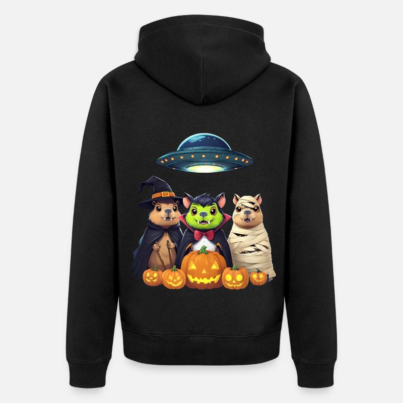 Halloween Capybara Hamster Geist Geschenkidee - Unisex Premium Bio Zip Hoodie - Schwarz