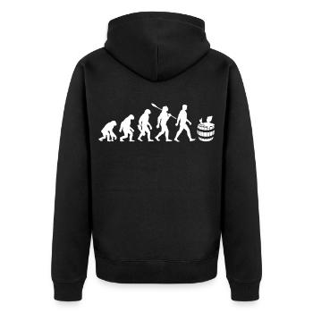 Evolution - Eisbader - Winterbaden - Eisbaden - Unisex Premium Bio Zip Hoodie - Schwarz - Hinten - Nico (187cm)