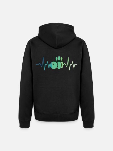 Bowling-Herzschlag-Bowler - Unisex Premium Bio Zip Hoodie - Schwarz