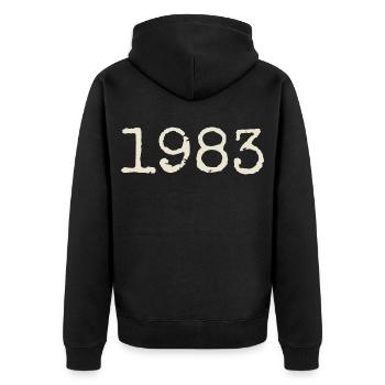 Geburtstagsgeschenk 1983 – Großartig seit 1983 - Unisex Premium Bio Zip Hoodie - Schwarz - Hinten - Nico (187cm)