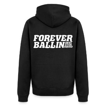 Forever Ballin Squad - Unisex Premium Bio Zip Hoodie - Schwarz - Hinten - Nico (187cm)
