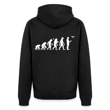 Drohne Pilot Evolution Für Erprobte Drone Piloten - Unisex Premium Bio Zip Hoodie - Schwarz - Hinten - Nico (187cm)