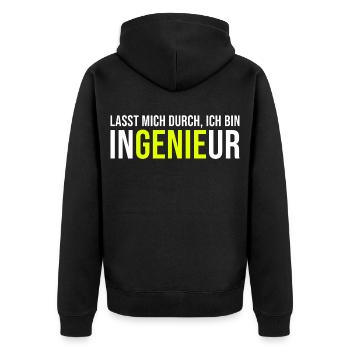 Genie Ingenieur - Unisex Premium Bio Zip Hoodie - Schwarz - Hinten - Nico (187cm)