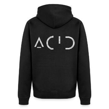 Acid Techno Tekno House Rave-Kultur - Unisex Premium Bio Zip Hoodie - Schwarz - Hinten - Nico (187cm)