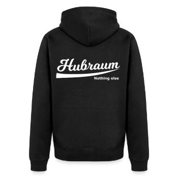 Hubraum und Motorsport - Unisex Premium Bio Zip Hoodie - Schwarz - Hinten - Nico (187cm)