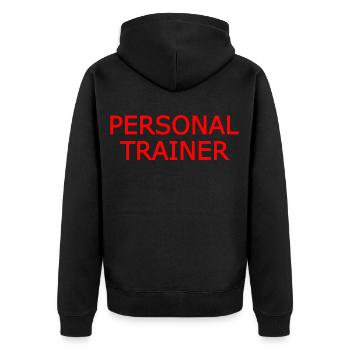 Personal trainer - Veste à capuche bio Premium Unisexe - noir - Dos - Nico (187cm)