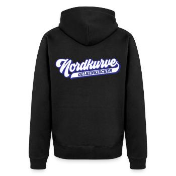 Nordkurve Gelsenkirchen | Farbe änderbar - Unisex Premium Bio Zip Hoodie - Schwarz - Hinten - Nico (187cm)