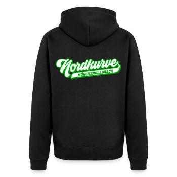 Nordkurve Mönchengladbach | Farbe änderbar - Unisex Premium Bio Zip Hoodie - Schwarz - Hinten - Nico (187cm)
