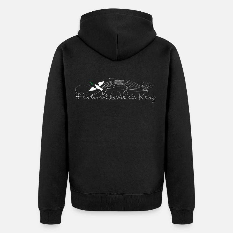 Frieden ist besser als Krieg - Unisex Premium Bio Zip Hoodie - Schwarz