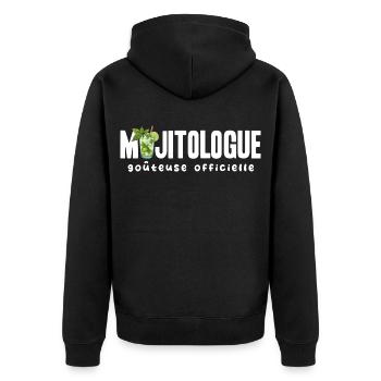 Mojitologue T-shirt Humour Femme Soirée Mojito - Veste à capuche bio Premium Unisexe - noir - Dos - Nico (187cm)