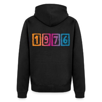 Millésime 1976 - Veste à capuche bio Premium Unisexe - noir - Dos - Nico (187cm)