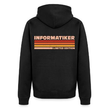 Informatiker Informatikerin Informatik - Unisex Premium Bio Zip Hoodie - Schwarz - Hinten - Nico (187cm)