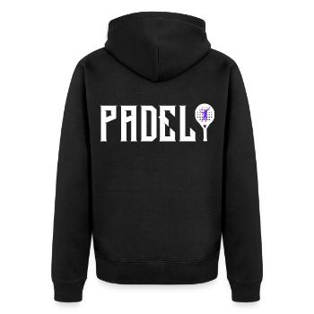 Padel - Unisex Premium Bio Zip Hoodie - Schwarz - Hinten - Nico (187cm)