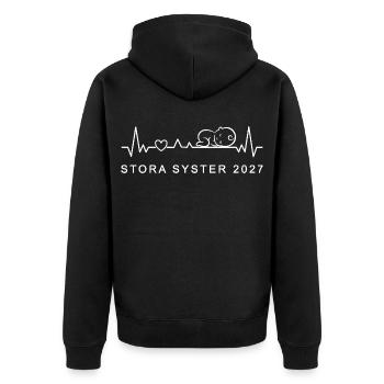 Große Schwester 2027 Herzschlag Schwedisch - Unisex Premium Bio Zip Hoodie - Schwarz - Hinten - Nico (187cm)