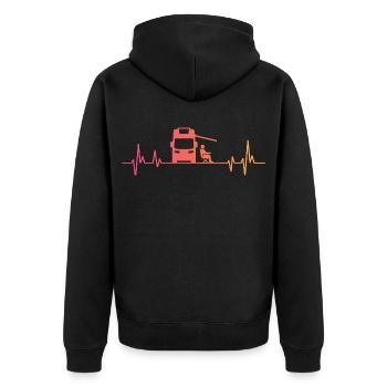 Sunset Camper Heartbeat Camper - Unisex Premium Organic Zip Hoodie - black - Back - Nico (187cm)
