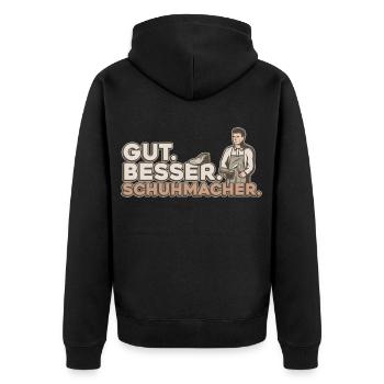 Gut Besser Schuhmacher Schuster - Unisex Premium Bio Zip Hoodie - Schwarz - Hinten - Nico (187cm)