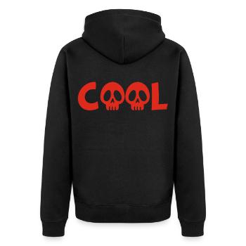 Totenkopf und cool (rot) - Unisex Premium Bio Zip Hoodie - Schwarz - Hinten - Nico (187cm)