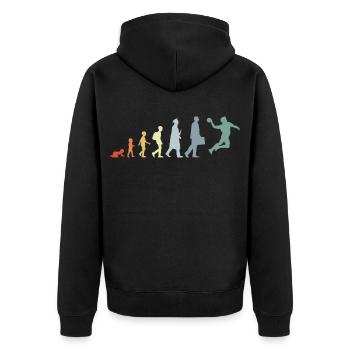 Évolution du handball vintage - Veste à capuche bio Premium Unisexe - noir - Dos - Nico (187cm)
