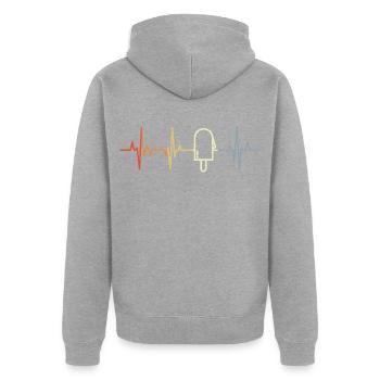 Wassereis Kardiogramm - Unisex Premium Bio Zip Hoodie - Grau meliert - Hinten - Nico (187cm)