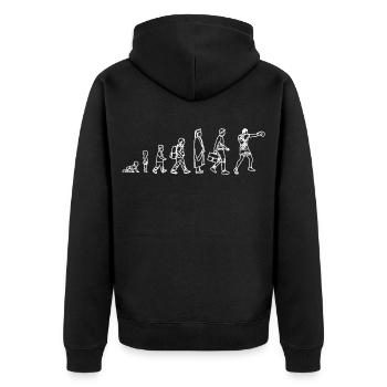Evolution of the Boxer - Unisex Premium Organic Zip Hoodie - black - Back - Nico (187cm)