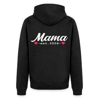 Cadeau de grossesse maman 2026 - Veste à capuche bio Premium Unisexe - noir - Dos - Nico (187cm)