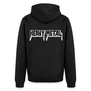 Heavy Metal 3D-Logo - Unisex Premium Bio Zip Hoodie - Schwarz - Hinten - Nico (187cm)
