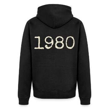 Geburtstagsgeschenk 1980 – Großartig seit 1980 - Unisex Premium Bio Zip Hoodie - Schwarz - Hinten - Nico (187cm)