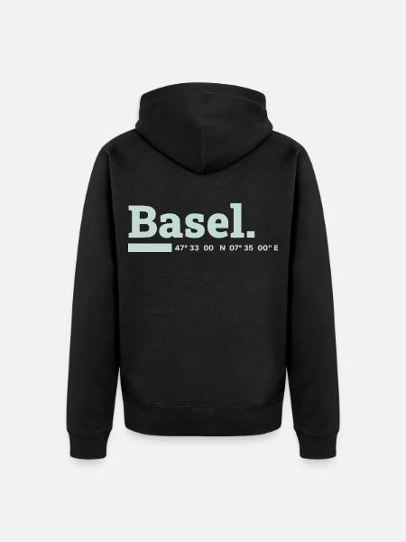 Basel Koordinaten - Unisex Premium Bio Zip Hoodie - Schwarz