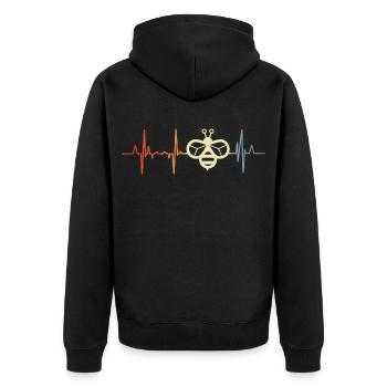Mein Herz schlägt für Bienen - Unisex Premium Bio Zip Hoodie - Schwarz - Hinten - Nico (187cm)