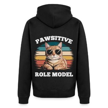 Lustiges Tabby Cat Pfotenartiges Vorbild - Unisex Premium Bio Zip Hoodie - Schwarz - Hinten - Nico (187cm)