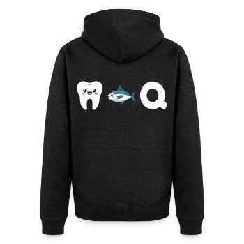 DTQ Funny French Pun Humorous Design - Unisex Premium Organic Zip Hoodie - black - Back - Nico (187cm)