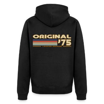 Retro vintage 1975 - Unisex Premium Organic Zip Hoodie - black - Back - Nico (187cm)