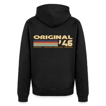 1946 - Unisex Premium Organic Zip Hoodie - black - Back - Nico (187cm)
