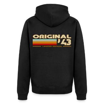 1943 - Unisex Premium Bio Zip Hoodie - Schwarz - Hinten - Nico (187cm)