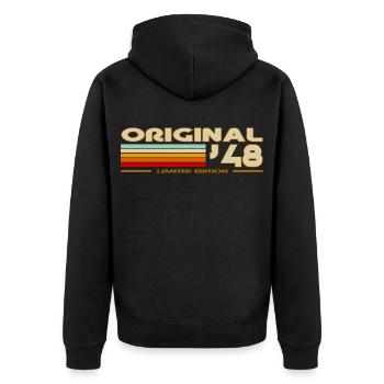 1948 - Unisex Premium Organic Zip Hoodie - black - Back - Nico (187cm)