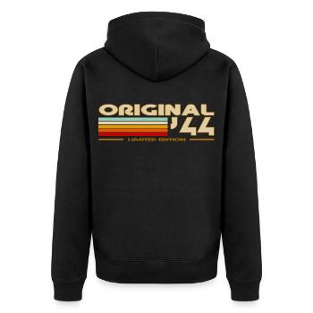 1944 - Unisex Premium Bio Zip Hoodie - Schwarz - Hinten - Nico (187cm)