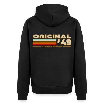 1949 - Unisex Premium Bio Zip Hoodie - Schwarz - Hinten - Nico (187cm)