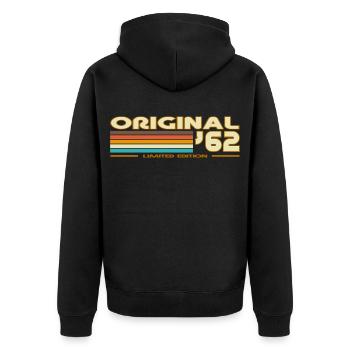 Rétro 62 Arc-en-Ciel - Veste à capuche bio Premium Unisexe - noir - Dos - Nico (187cm)