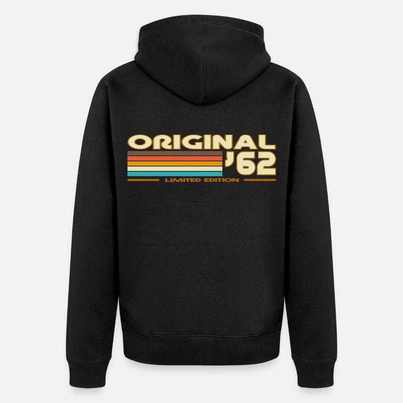 Retro 62 Regenbogen - Unisex Premium Bio Zip Hoodie - Schwarz