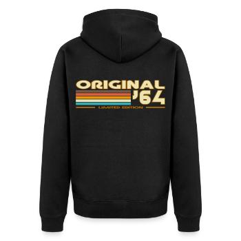 Original 64 Arc-en-Ciel Rétro - Veste à capuche bio Premium Unisexe - noir - Dos - Nico (187cm)