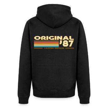 Original 87 Retrowave Rayures - Veste à capuche bio Premium Unisexe - noir - Dos - Nico (187cm)