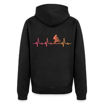 BMX Bike Sunset BMX Rider's Heartbeat - Unisex Premium Bio Zip Hoodie - Schwarz - Hinten - Nico (187cm)