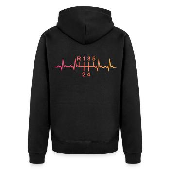 5-Gang-Schaltgetriebe Sunset Heartbeat - Unisex Premium Bio Zip Hoodie - Schwarz - Hinten - Nico (187cm)